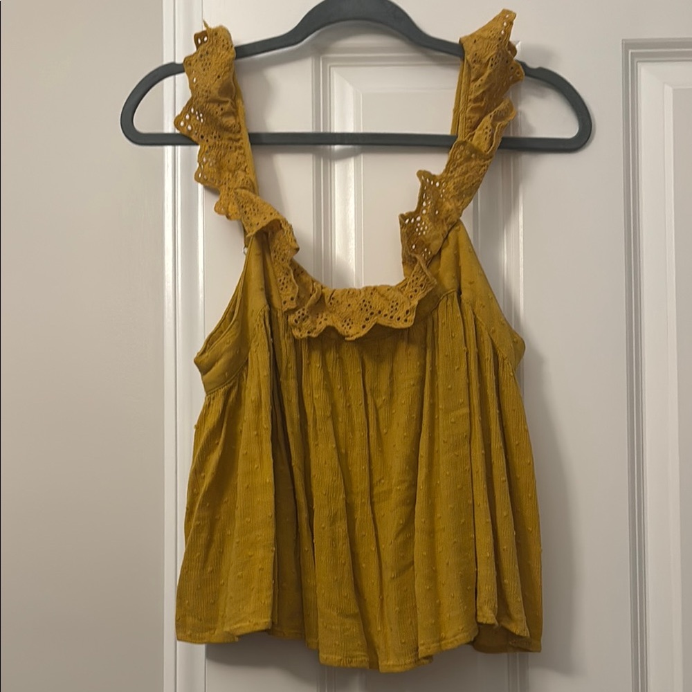 Women's Mustard Ruffle Top